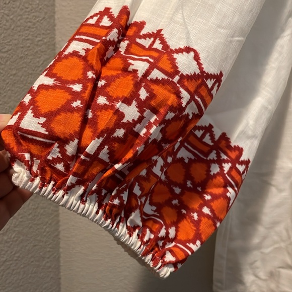 Knox Rose Red and White Embellished Blouse with Mandarin Collar - Picture 2 of 6